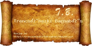 Trencsánszki Barnabás névjegykártya
